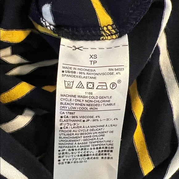 Banana Republic yellow/navy blue stripe short sleeve dress size XS Rayon/spandex - Picture 5 of 5